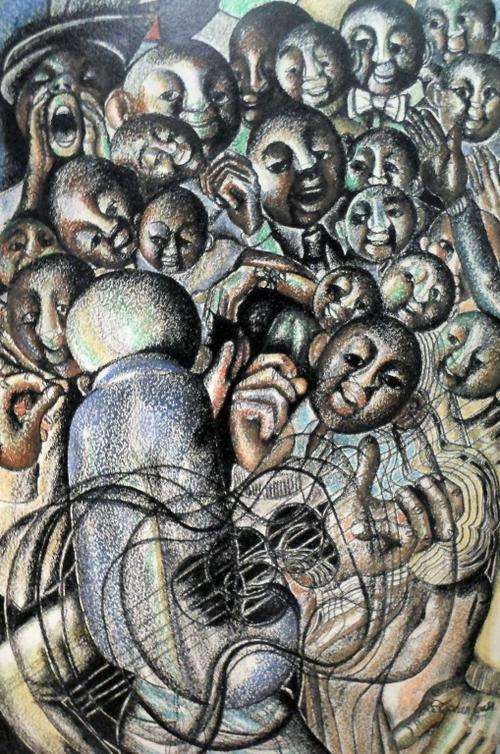 Stephan Kgasi - The crowd - A stunning painting!! Low, low price!! Bid now!!